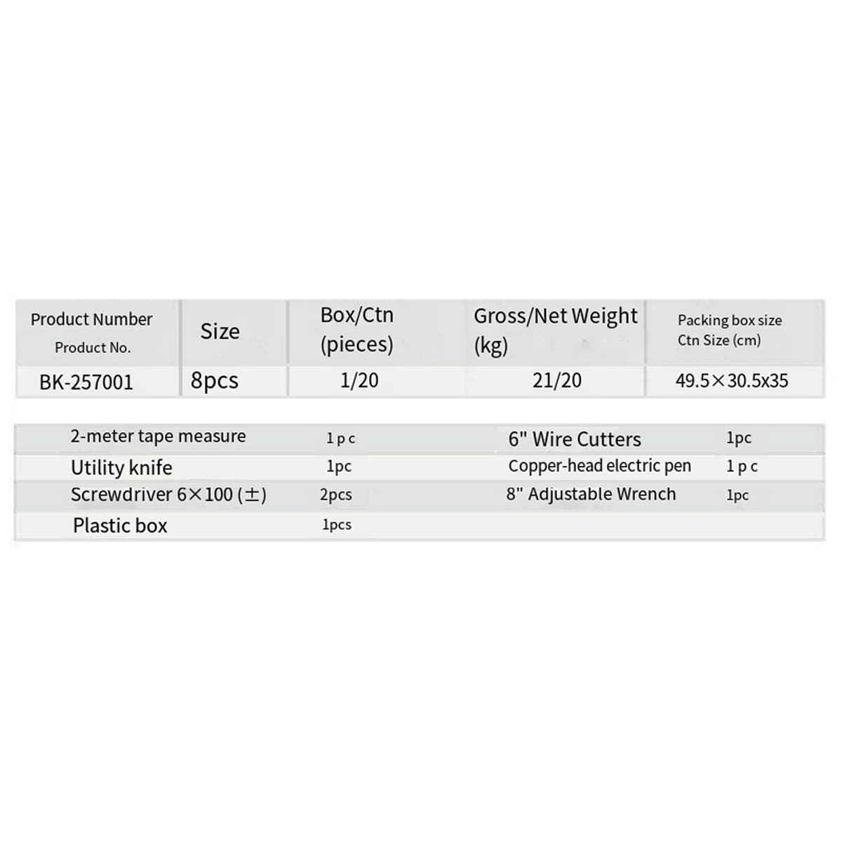 Kit de herramientas para reparación de búnkeres 