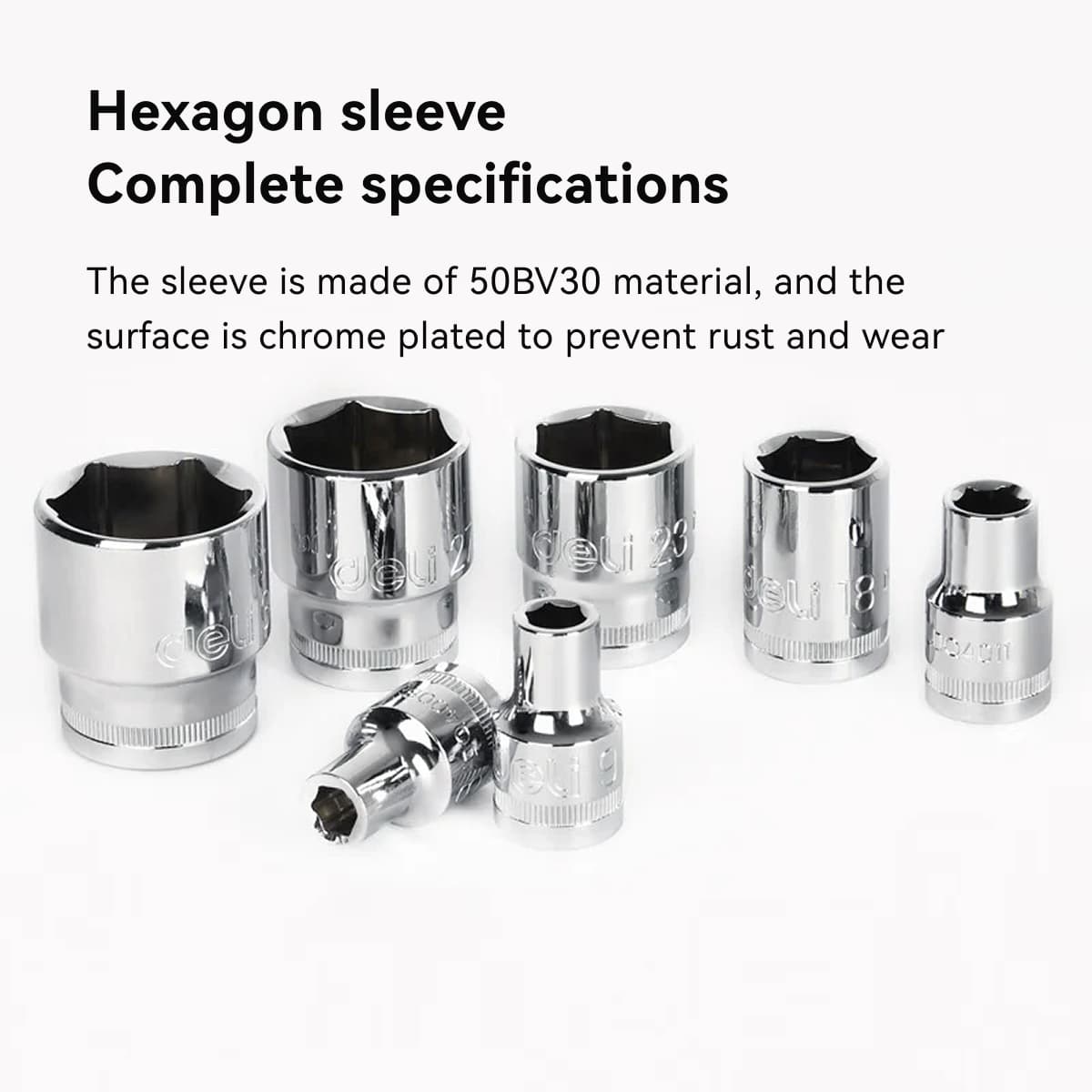 Llave de vaso hexagonal de 12,5 mm de la serie Deli Tools 