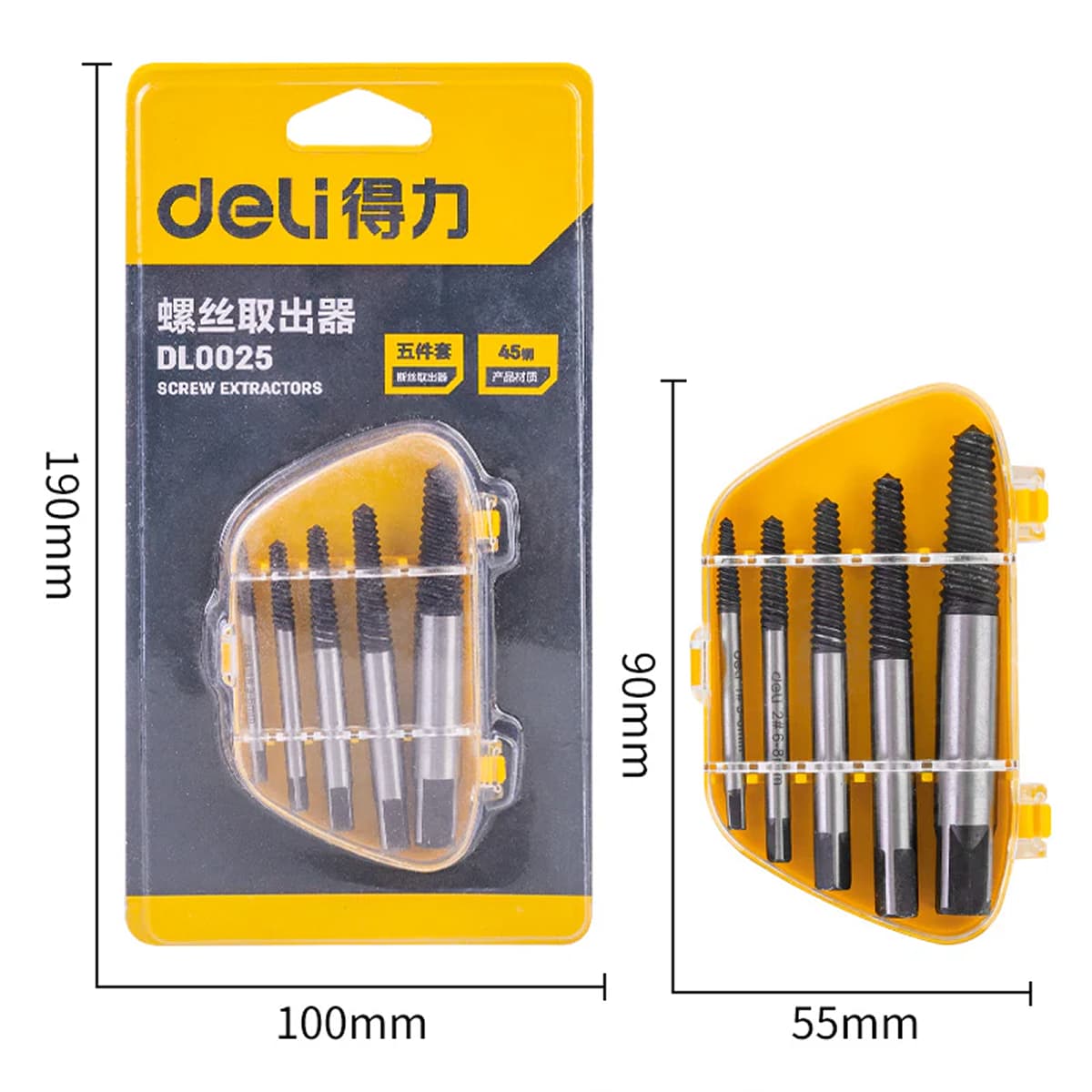 Juego de extractores de tornillos Deli Tools 