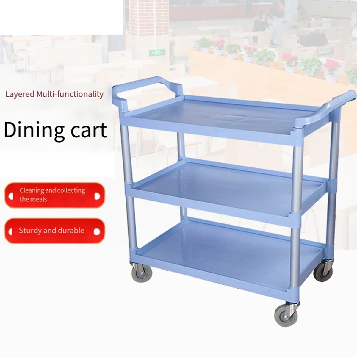 Carro de recogida de alimentos de tres niveles de plástico Haisdick 