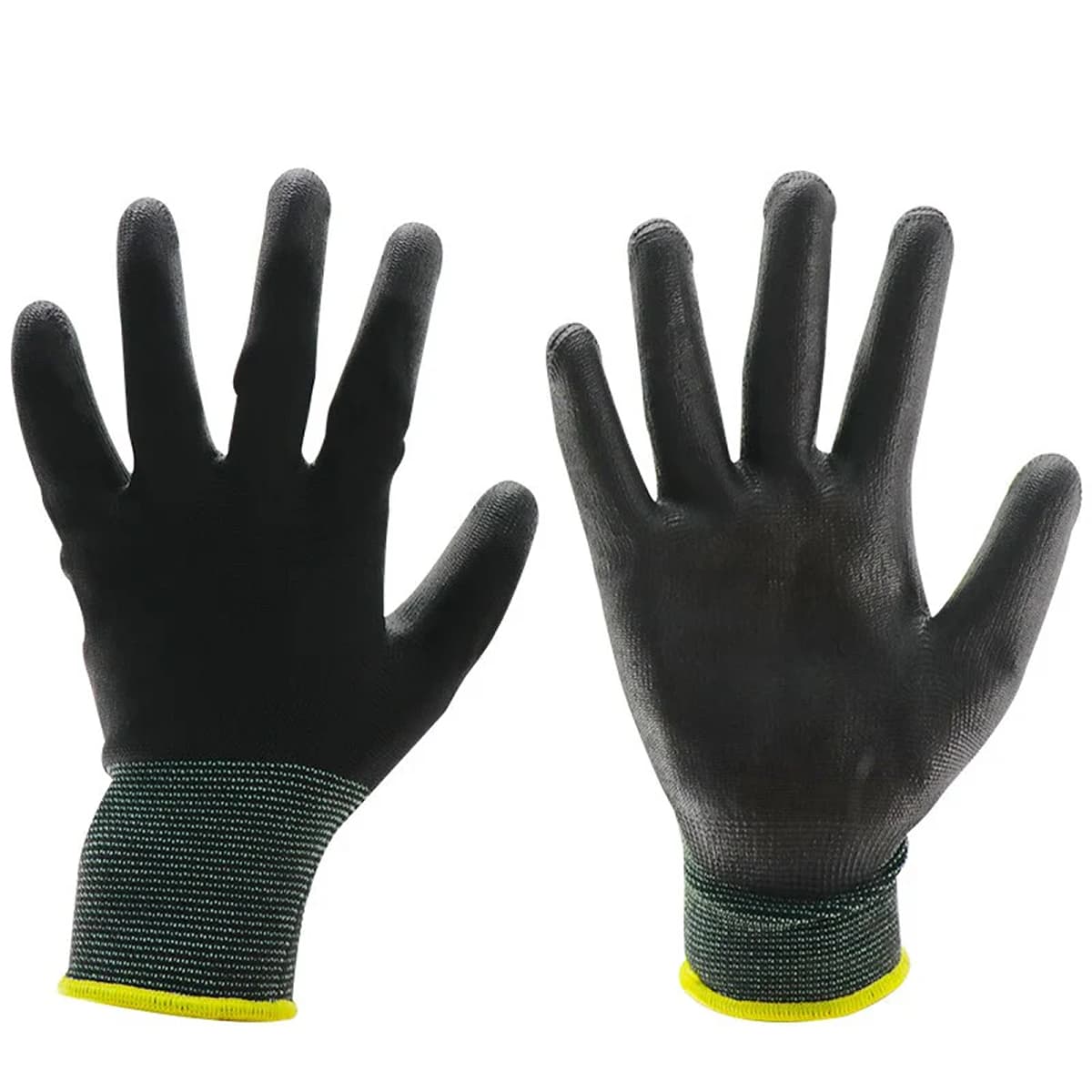 Hastick black pu dipped palm coated gloves 