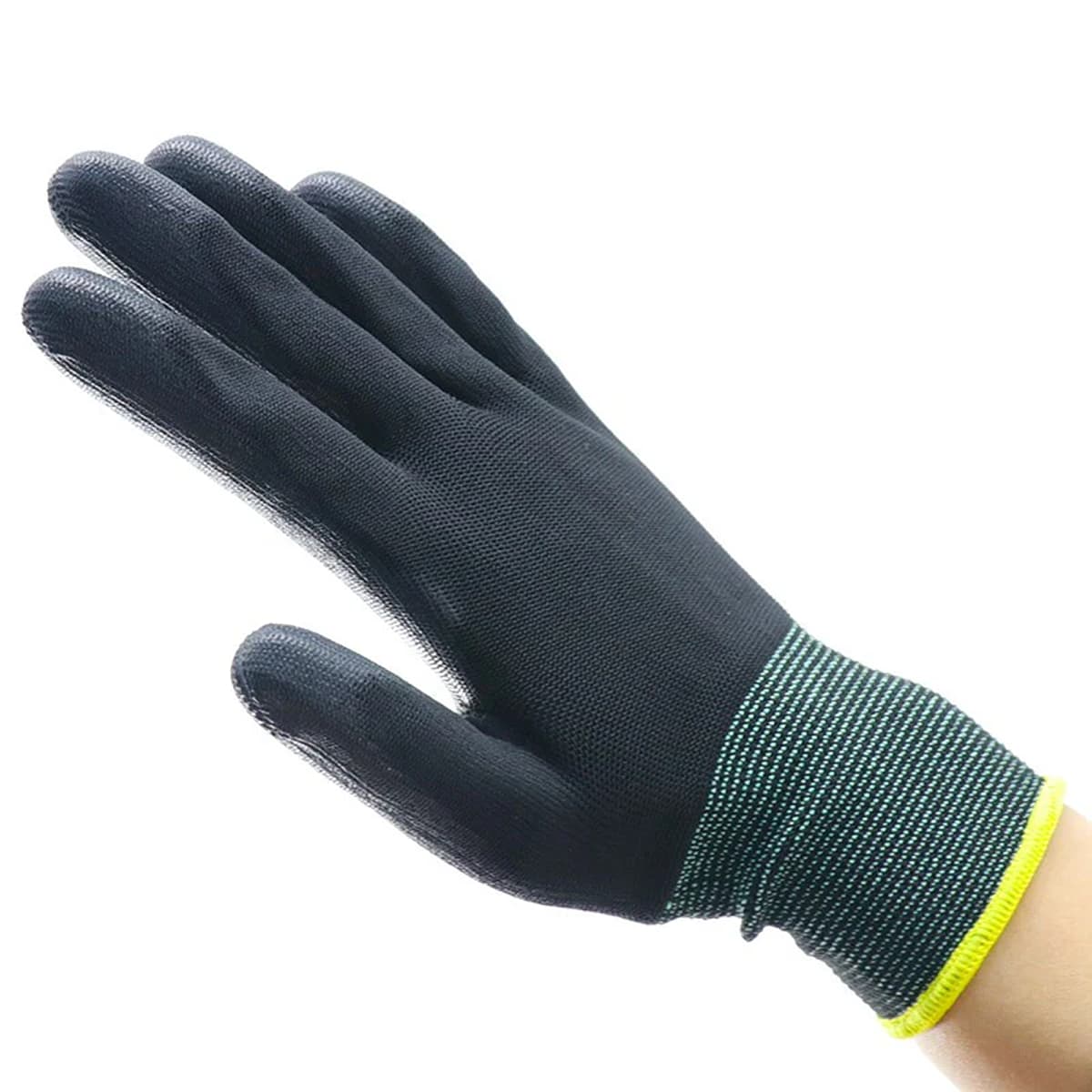 Hastick black pu dipped palm coated gloves 