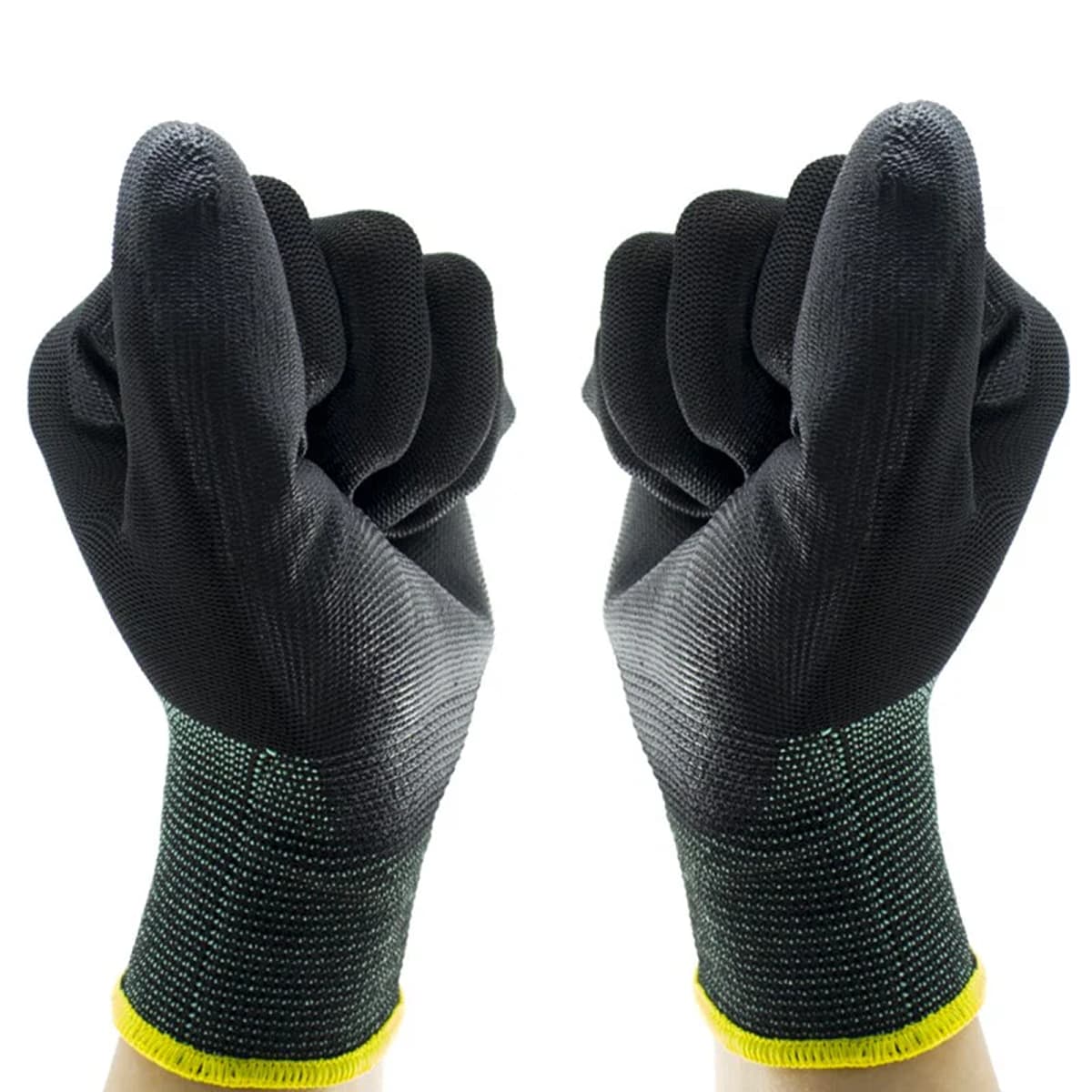 Hastick black pu dipped palm coated gloves 